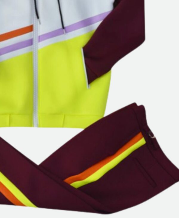 Prestige Flare Burgundy & Yellow Tracksuit